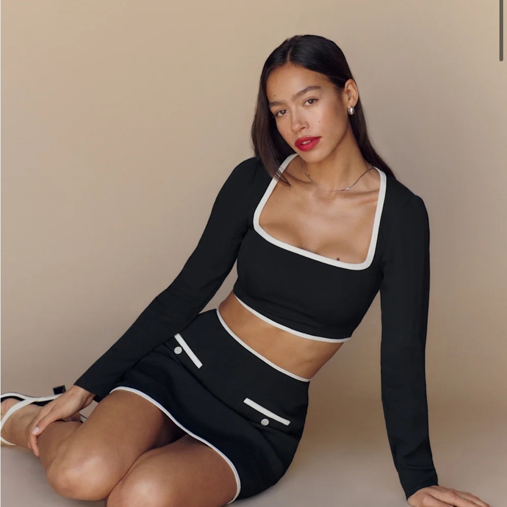 Reformation Marie Two Piece Black/white - Size 8